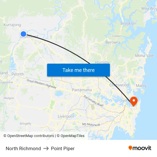 North Richmond to Point Piper map