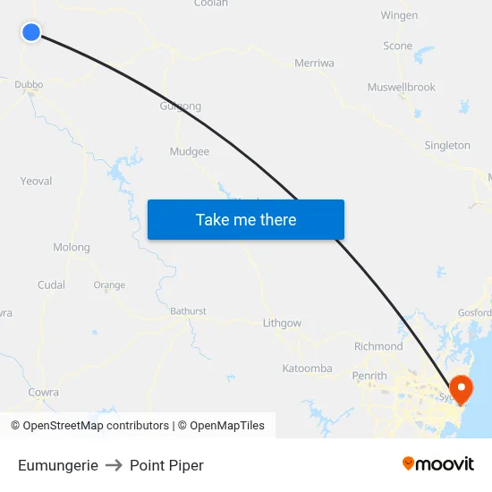 Eumungerie to Point Piper map