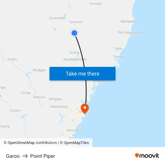 Garoo to Point Piper map