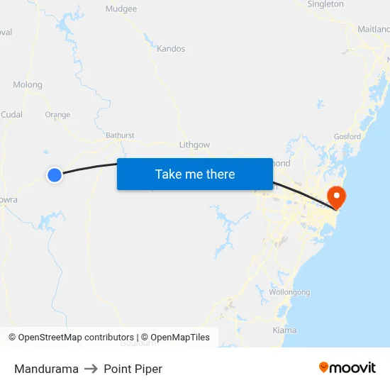 Mandurama to Point Piper map