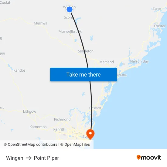 Wingen to Point Piper map