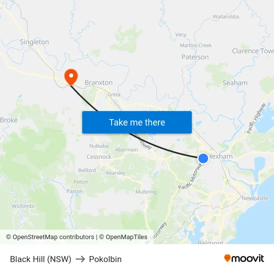Black Hill (NSW) to Pokolbin map