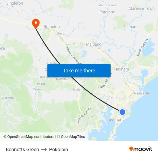 Bennetts Green to Pokolbin map
