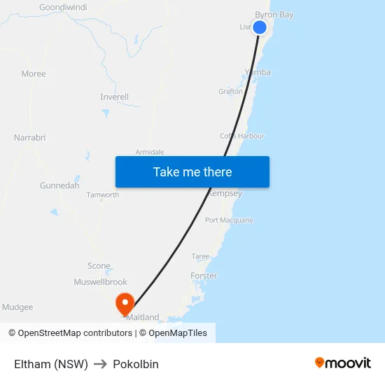 Eltham (NSW) to Pokolbin map