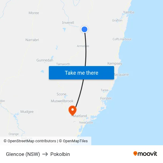 Glencoe (NSW) to Pokolbin map