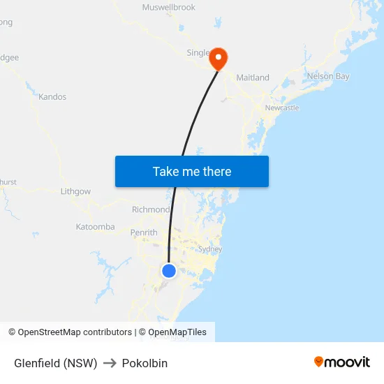 Glenfield (NSW) to Pokolbin map