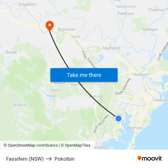 Fassifern (NSW) to Pokolbin map