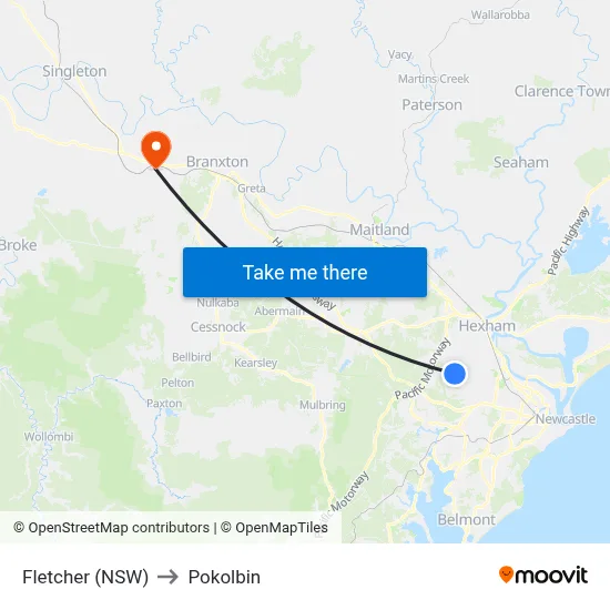 Fletcher (NSW) to Pokolbin map