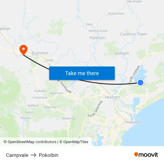Campvale to Pokolbin map