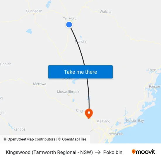 Kingswood (Tamworth Regional - NSW) to Pokolbin map