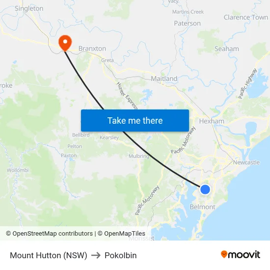 Mount Hutton (NSW) to Pokolbin map