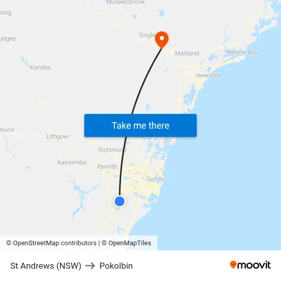 St Andrews (NSW) to Pokolbin map