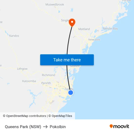 Queens Park (NSW) to Pokolbin map