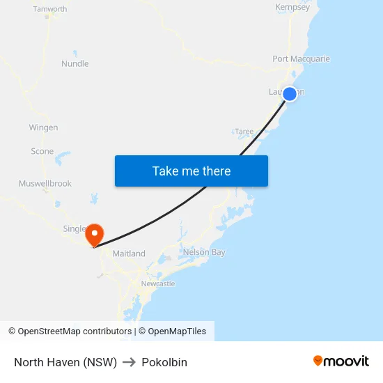 North Haven (NSW) to Pokolbin map