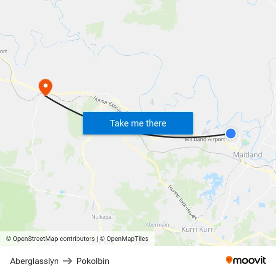 Aberglasslyn to Pokolbin map