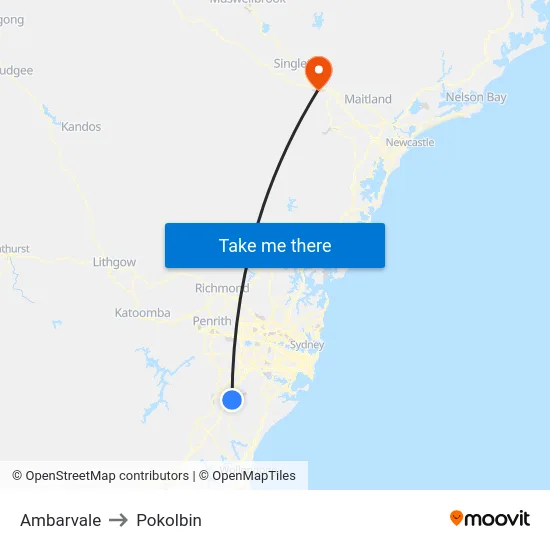 Ambarvale to Pokolbin map