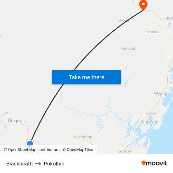 Blackheath to Pokolbin map