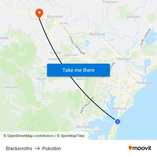 Blacksmiths to Pokolbin map