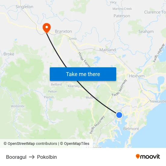Booragul to Pokolbin map