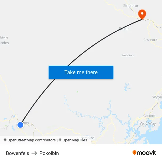 Bowenfels to Pokolbin map