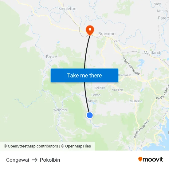 Congewai to Pokolbin map