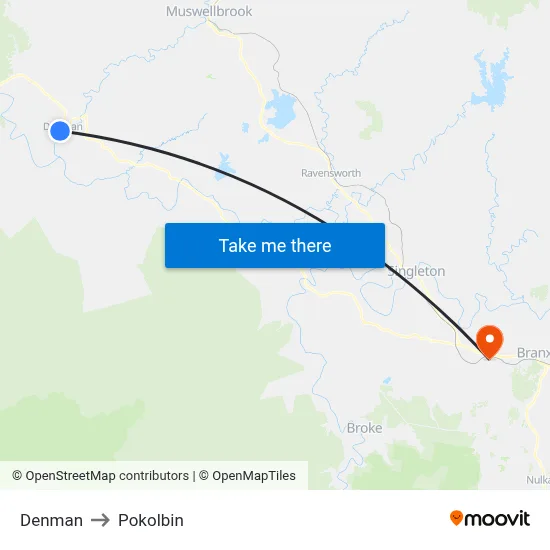 Denman to Pokolbin map