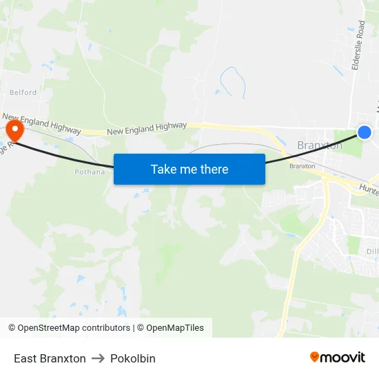 East Branxton to Pokolbin map