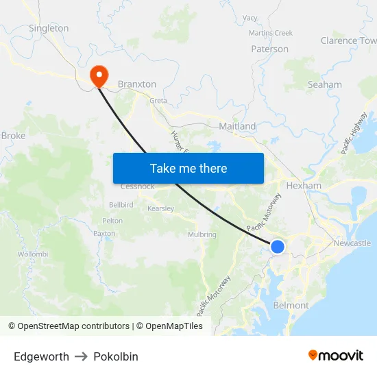 Edgeworth to Pokolbin map