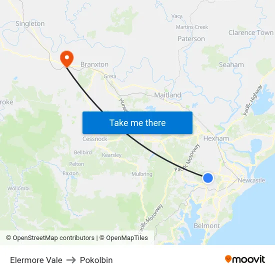 Elermore Vale to Pokolbin map