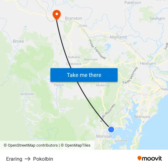 Eraring to Pokolbin map