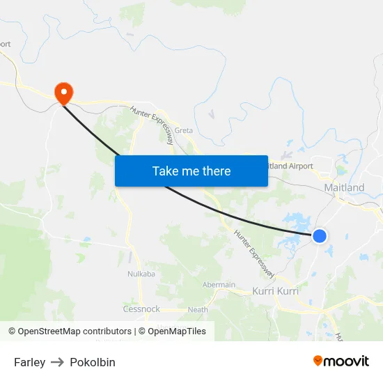 Farley to Pokolbin map