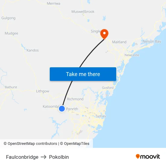 Faulconbridge to Pokolbin map