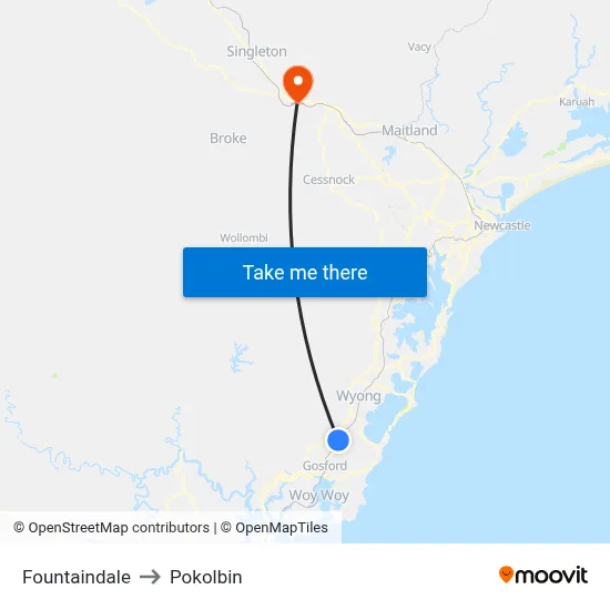 Fountaindale to Pokolbin map