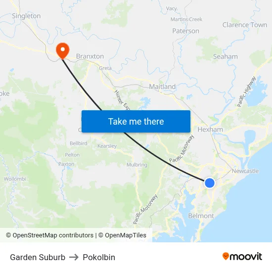 Garden Suburb to Pokolbin map