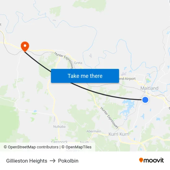 Gillieston Heights to Pokolbin map