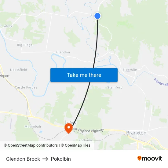 Glendon Brook to Pokolbin map