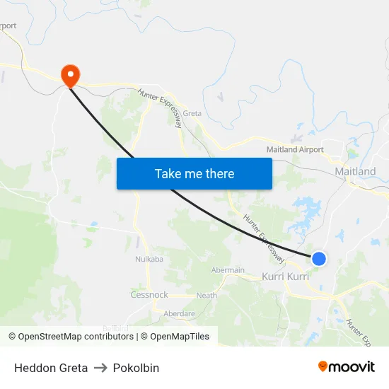 Heddon Greta to Pokolbin map