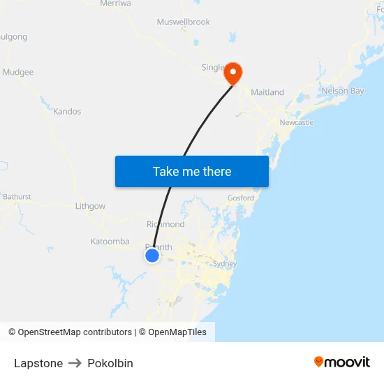 Lapstone to Pokolbin map