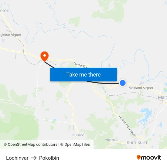 Lochinvar to Pokolbin map