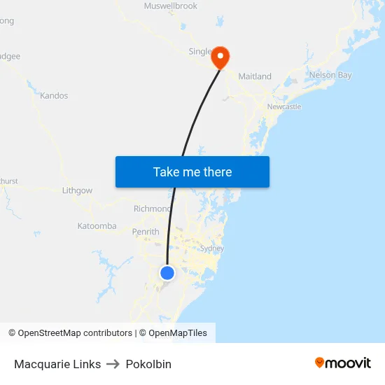 Macquarie Links to Pokolbin map