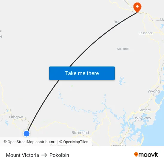 Mount Victoria to Pokolbin map