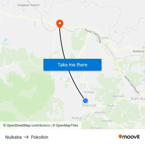 Nulkaba to Pokolbin map