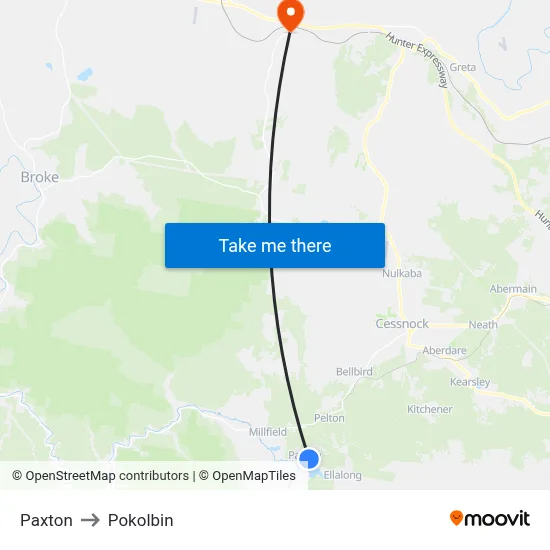 Paxton to Pokolbin map