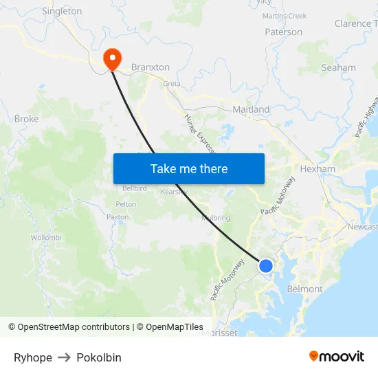 Ryhope to Pokolbin map
