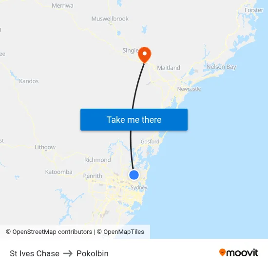 St Ives Chase to Pokolbin map