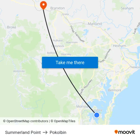 Summerland Point to Pokolbin map