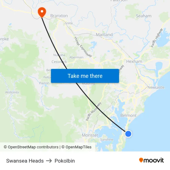 Swansea Heads to Pokolbin map