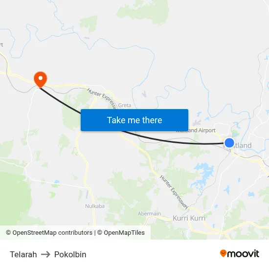 Telarah to Pokolbin map