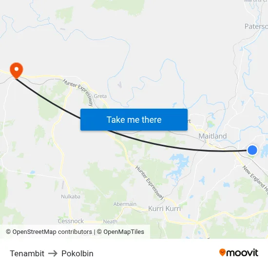 Tenambit to Pokolbin map