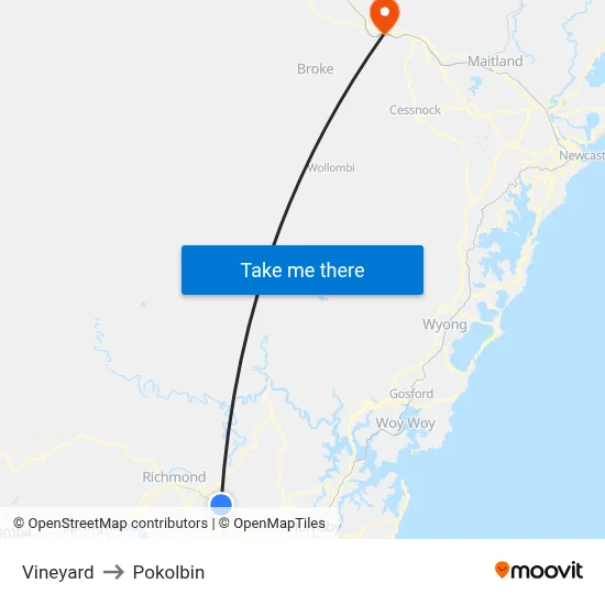 Vineyard to Pokolbin map